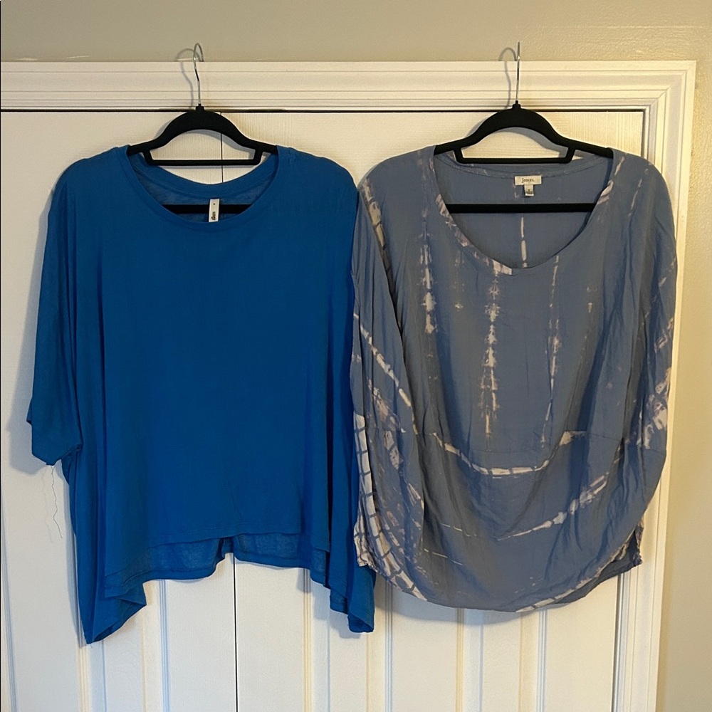 Stylish Bundle Of 2 Blue and Tie-Dyed Women's Blouses